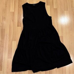 Chic Black Cotton dress with tiers